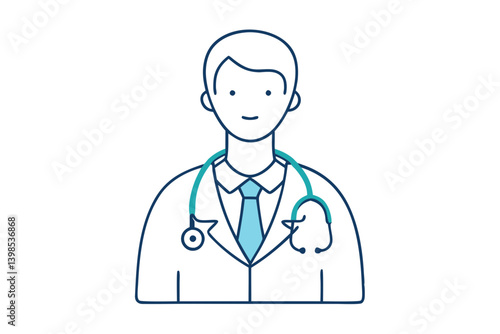 Medical Worker Wearing Lab Coat Vector Illustration