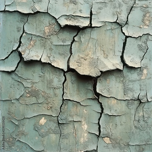 Cracked, weathered paint surface