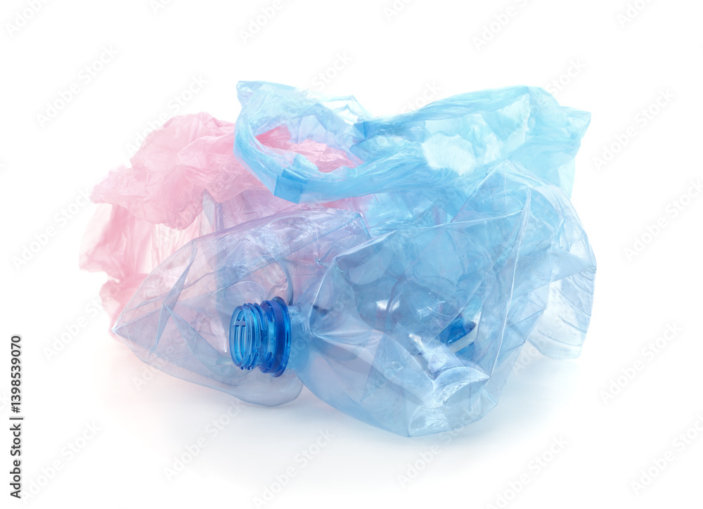 Fototapeta premium Used plastic bottles and bags.