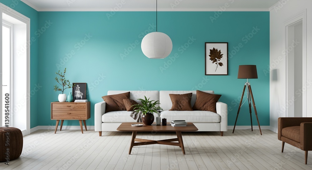 Modern Scandinavian living room with comfortable sofa and stylish contemporary decor Modern Scandinavian living room with comfortable sofa and stylish contemporary decor