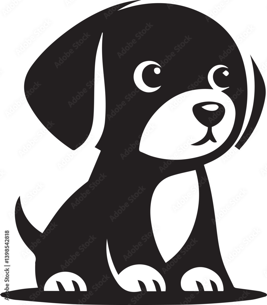 Fototapeta premium Black & White Puppy Dog Vector