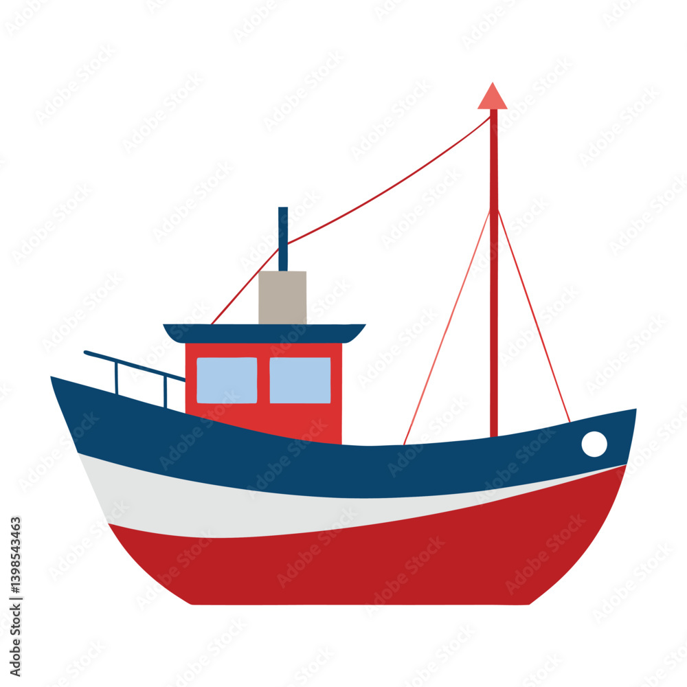Naklejka premium fishing boat vector illustration on white background