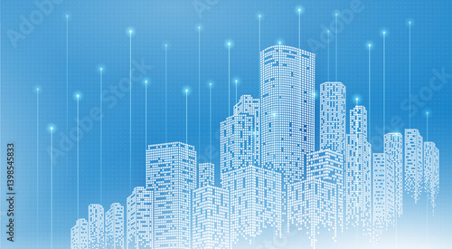 City buildings abstract background. Smart city, urban concept, real estate, organization office