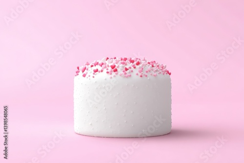 White cake with pink sprinkles