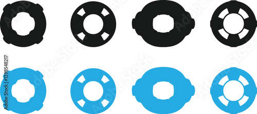 Lifebuoy Safety Ring Silhouette. Rescue Lifesaver Silhouette Icon Bundle. Lifebuoy Vector.