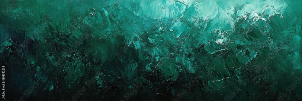 Obraz premium Dark emerald green with deep palette knife textures, evoking mystery