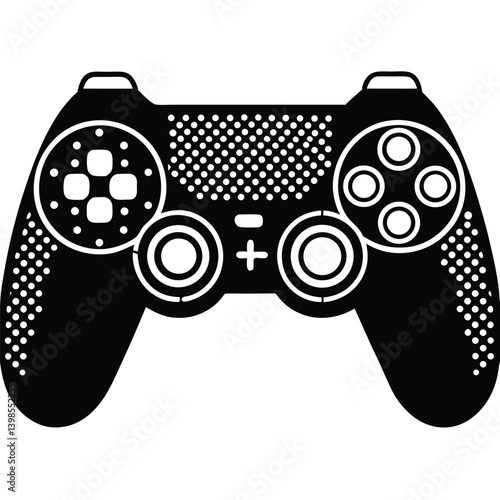 Gamepad Illustration, Black, White, Controller, Console, Gaming, Button, Detail, Joystick