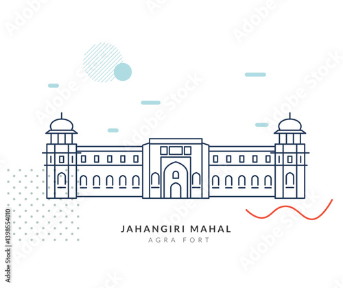 Jahangiri Mahal - Agra Fort - Stock Illustration