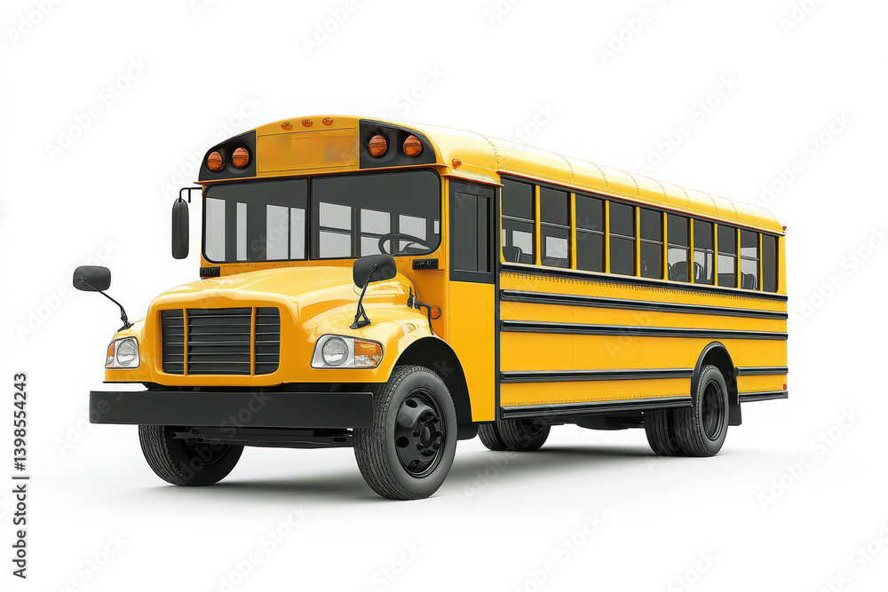 A vibrant yellow school bus against a clean white backdrop offering a perfect visual for educational or transportation-themed projects and designs A vibrant yellow school bus against a clean white backdrop offering a perfect visual for educational or transportation-themed projects and designs
