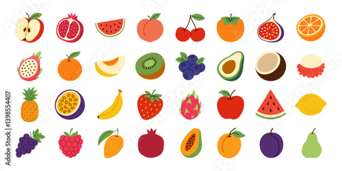 A collection of fruit images, including apples, bananas, oranges