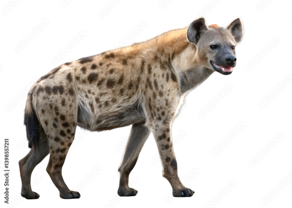Spotted hyena isolated on transparent background Generative Ai.