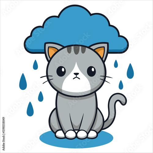 Gloomy Day for a Sad Cat vector design 