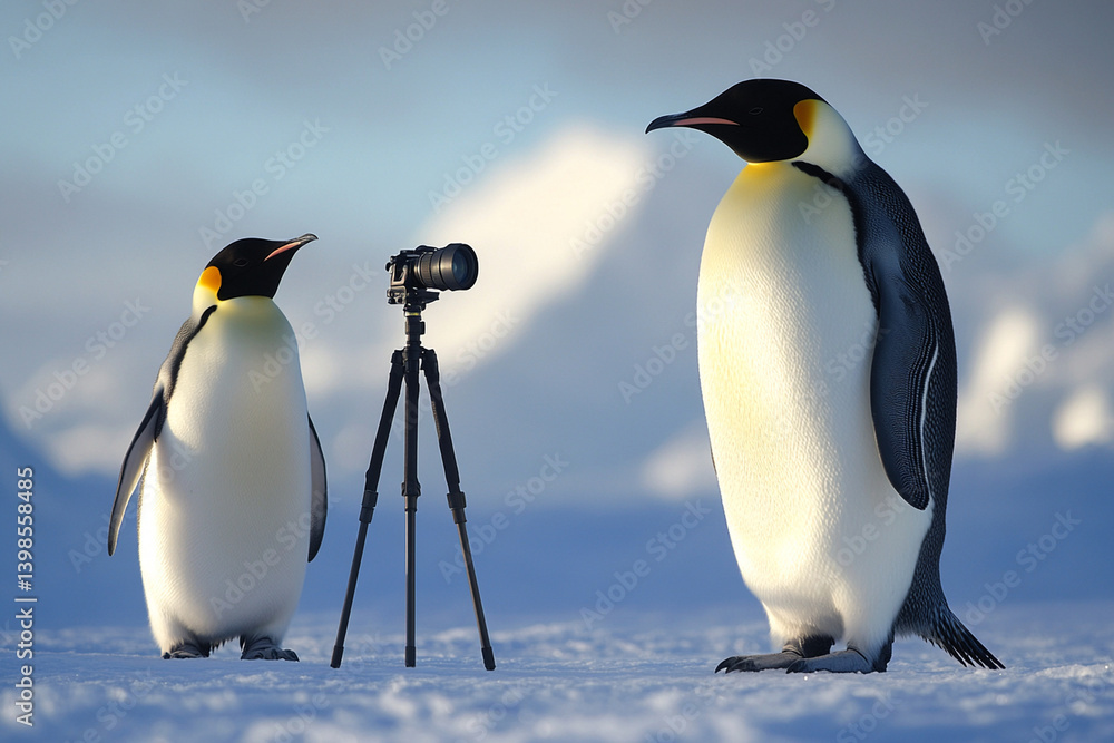 Naklejka premium penguin posing for a camera