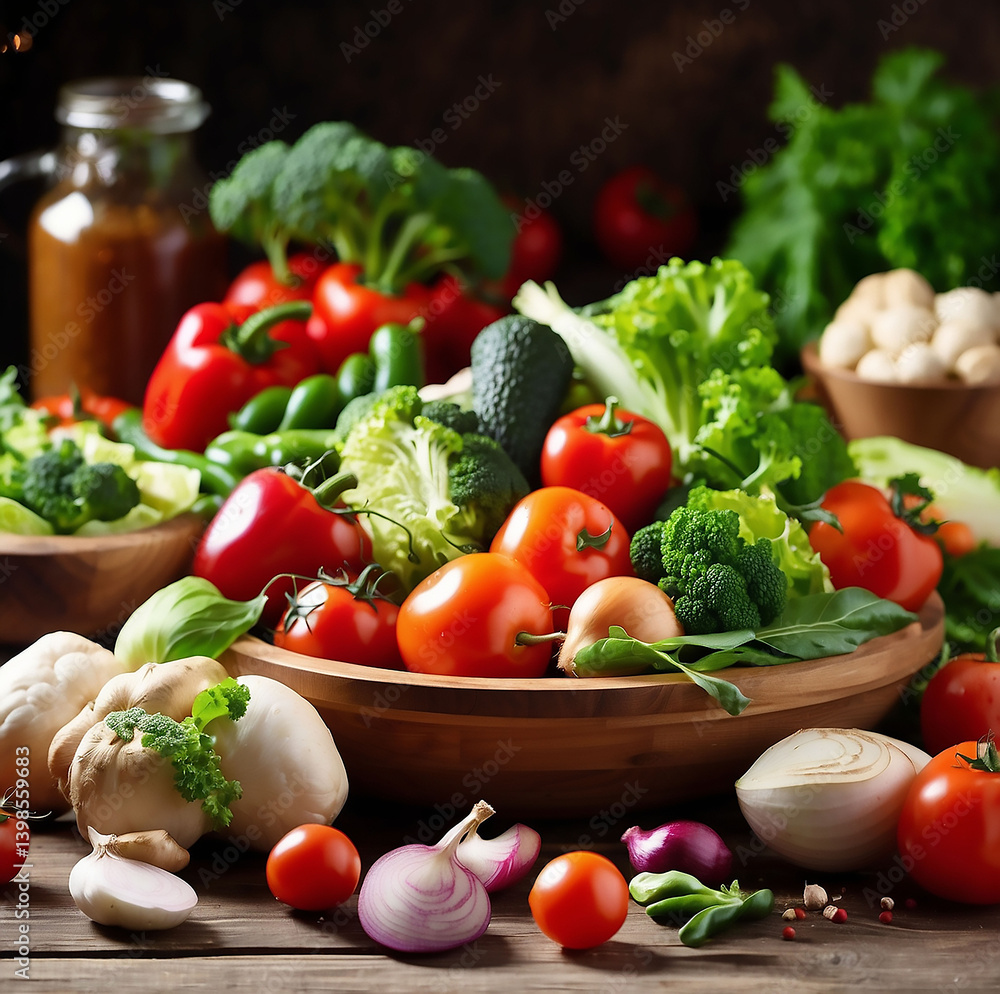 Food with assortment of fresh organic vegetables Food with assortment of fresh organic vegetables