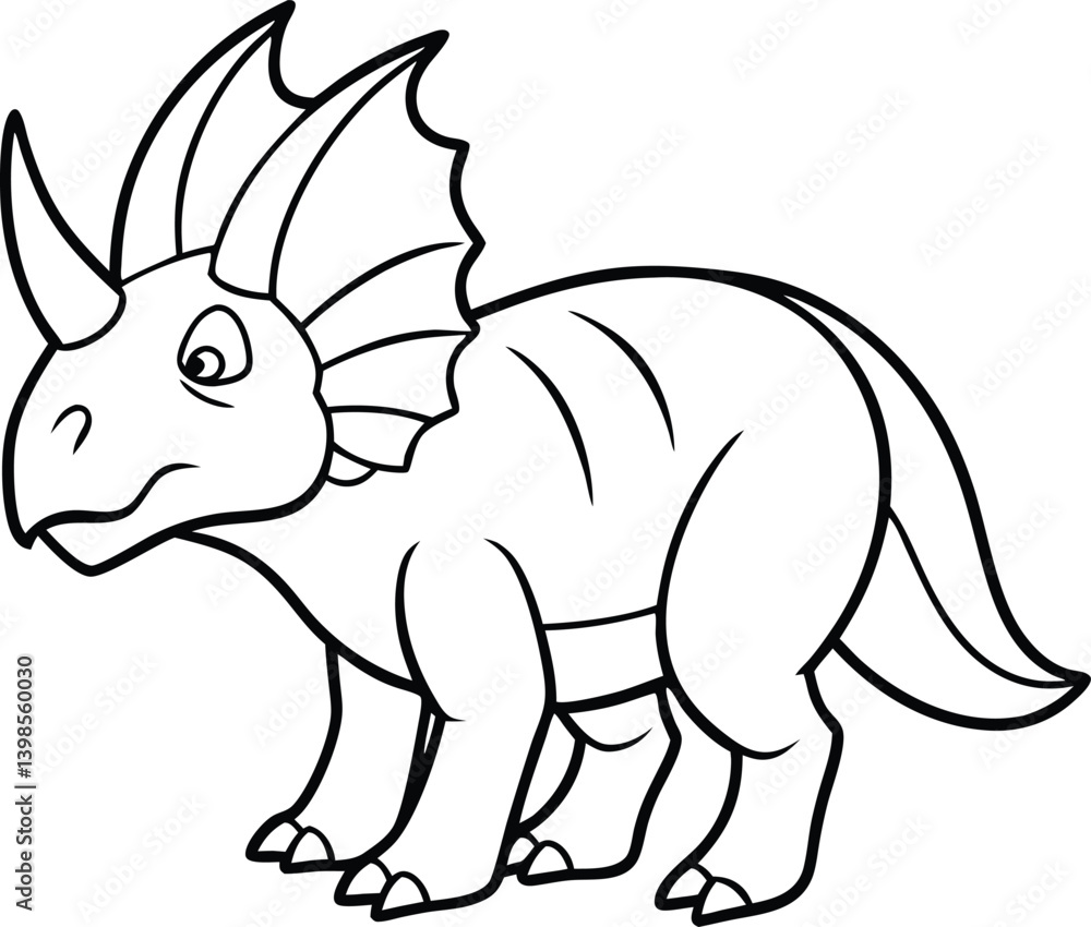 Triceratops Dinosaur Line Art in Black and White Triceratops Dinosaur Line Art in Black and White
