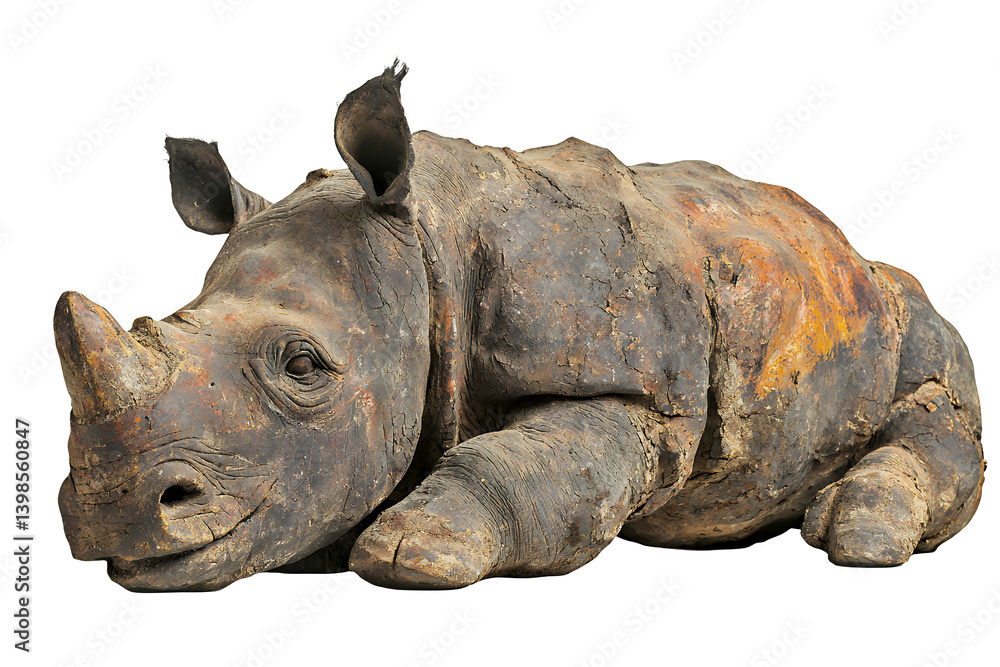 Fototapeta premium a rhinoceros is shown on a transparent background, PNG image, PNG file, Generative art.