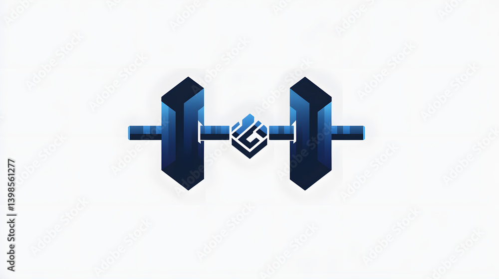 Fototapeta premium Abstract Weightlifting Icon: A minimalist, futuristic representation of a dumbbell, symbolizing strength, fitness, and athletic pursuit.