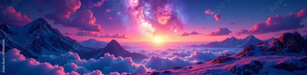 Abstract astral projection with ethereal landscape and starry sky, galaxy, dream Abstract astral projection with ethereal landscape and starry sky, galaxy, dream