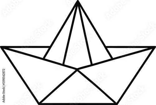 Paper Boat Icon Line Art Vector | Origami, Toy & Nautical Line Art