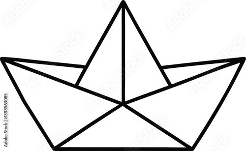 Paper Boat Icon Line Art Vector | Origami, Toy & Nautical Line Art