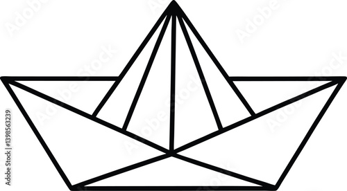 Paper Boat Icon Line Art Vector | Origami, Toy & Nautical Line Art