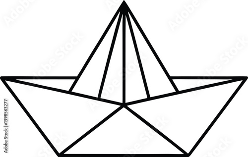 Paper Boat Icon Line Art Vector | Origami, Toy & Nautical Line Art