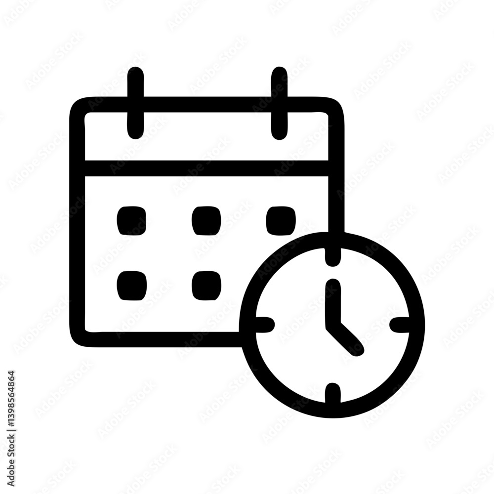 calendar clock vector flat icon calendar clock vector flat icon