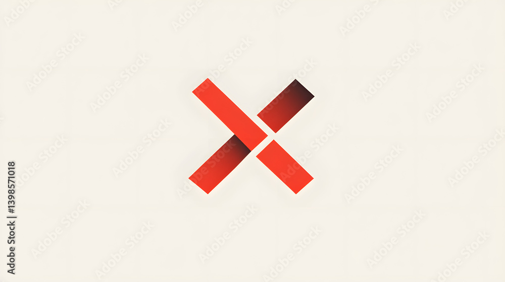 Obraz premium Abstract X Design: A minimalist design featuring a striking 'X' shape in vibrant red tones, set against a clean backdrop, embodying the essence of simplicity and modernity.