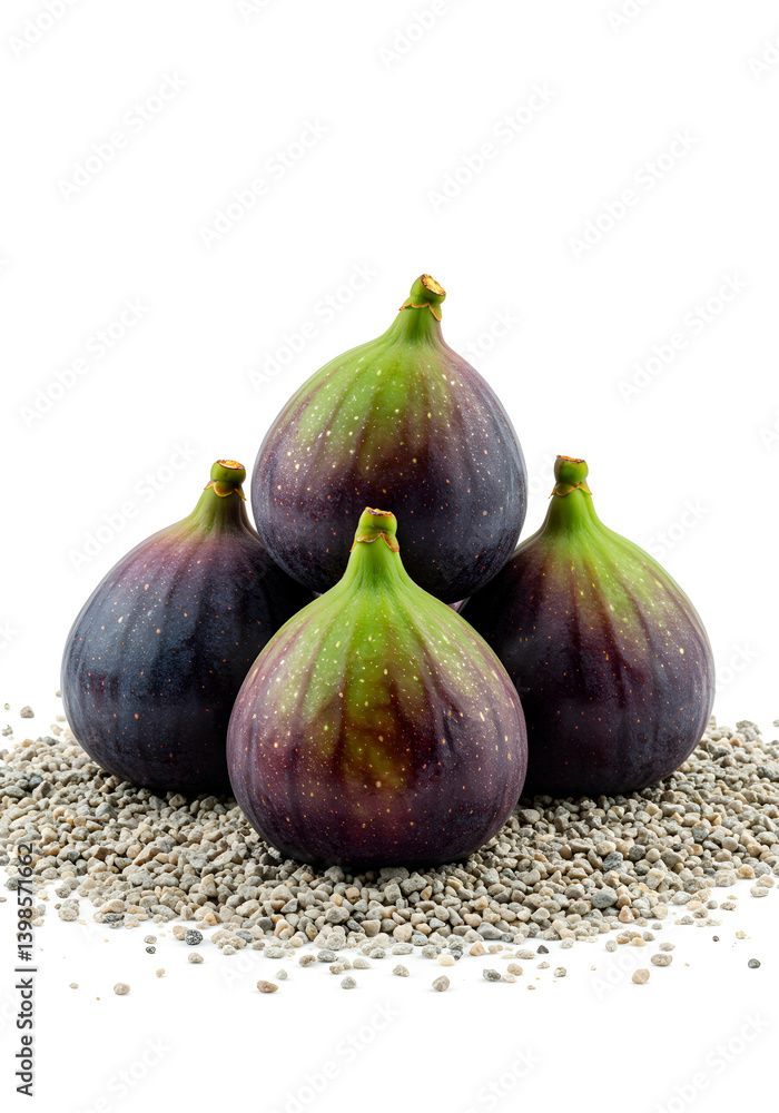 Fresh Purple Figs on Chia Seeds with White Background Fresh Purple Figs on Chia Seeds with White Background