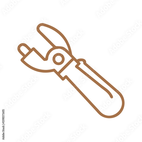 Can Opener Icon Outline Design on White Background  