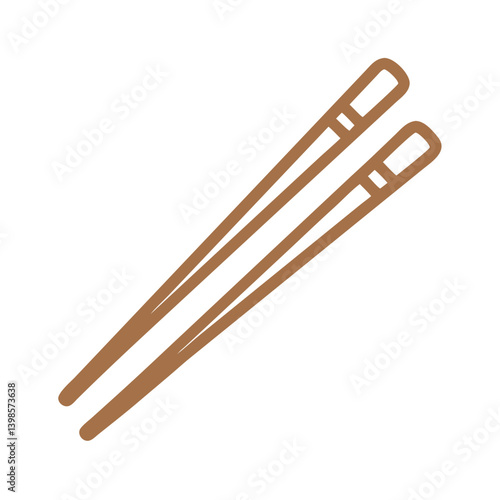 Wooden chopsticks icon in minimalistic design  
