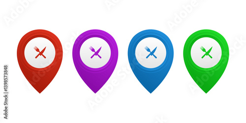 Map pin with restaurant icon set.