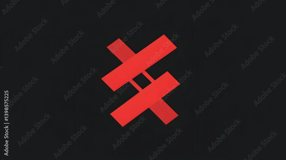 Obraz premium Abstract Red Cross-Shaped Icon: A striking, modern logo comprised of intersecting red lines on a dark backdrop, embodying innovation, dynamism, and forward-thinking design.