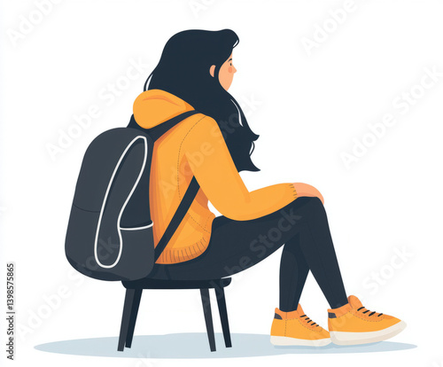 student sitting isolated