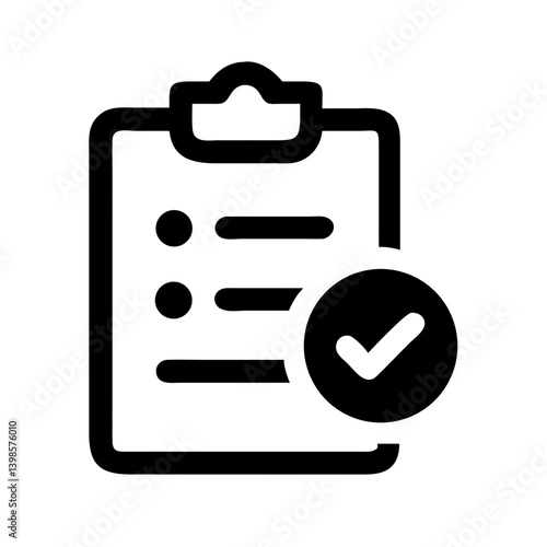 clipboard list check glyph  vector flat icon