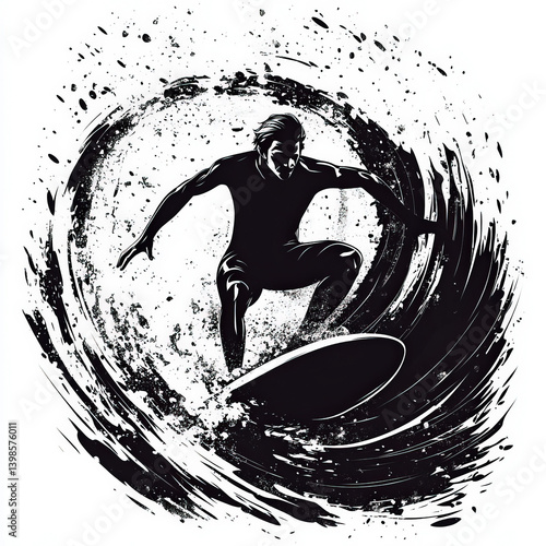 surfer silhouette , black a...