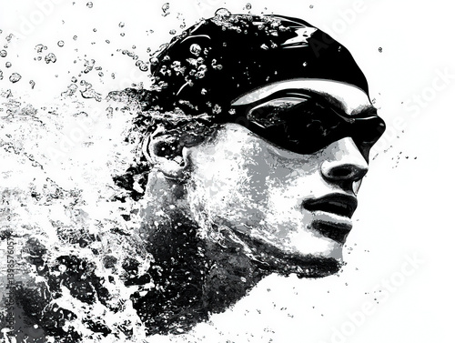 swimmer silhouette , black ...