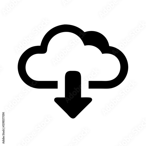 cloud download  vector flat icon