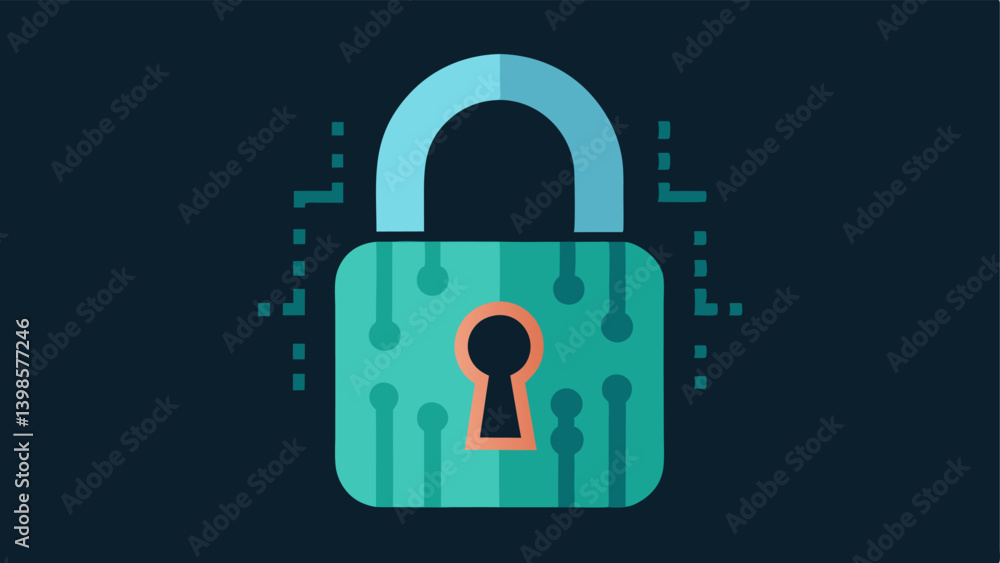 Locked Padlock A large padlock adorned with binary code patterns symbolizing data encryption with a glowing keyhole that represents secure access. Locked Padlock A large padlock adorned with binary code patterns symbolizing data encryption with a glowing keyhole that represents secure access.