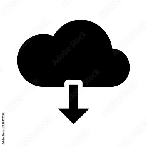 cloud download alt glyph  vector flat icon
