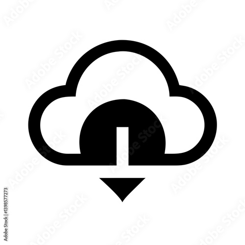 cloud download glyph  vector flat icon
