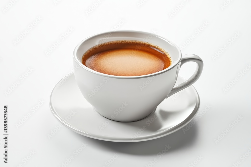 Close up of a coffee cup with milk on a white background 3d rendered illustration Close up of a coffee cup with milk on a white background 3d rendered illustration