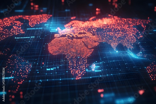 Digital world map background with global business and trade data