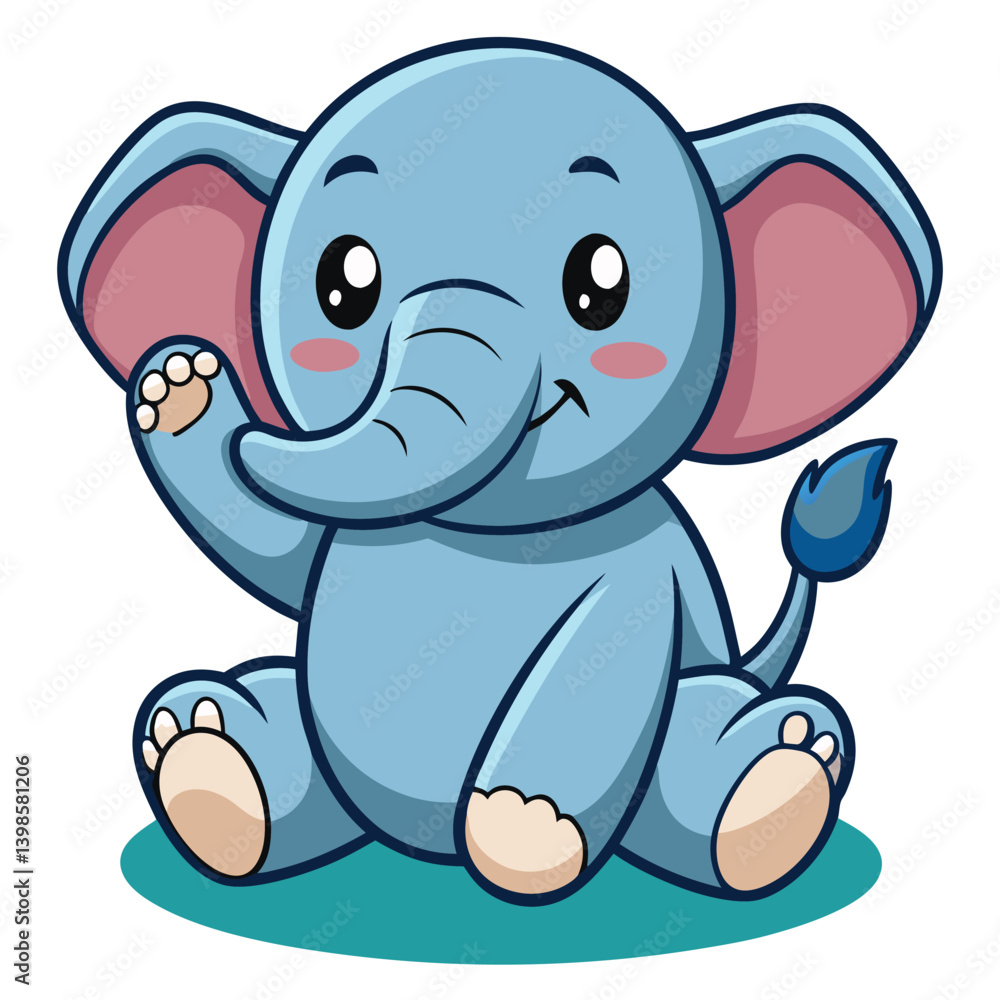 Naklejka premium blue elephant cartoon