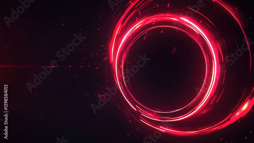 Obraz na płótnie Futuristic glowing red energy ring with sparks on dark background, abstract sci-fi portal digital concept w salonie
