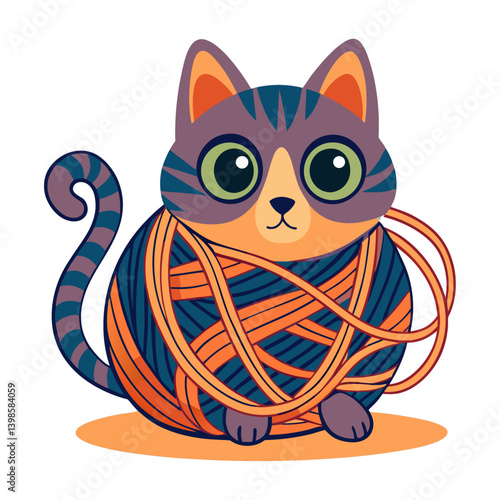 Baby cat playing  2d vector