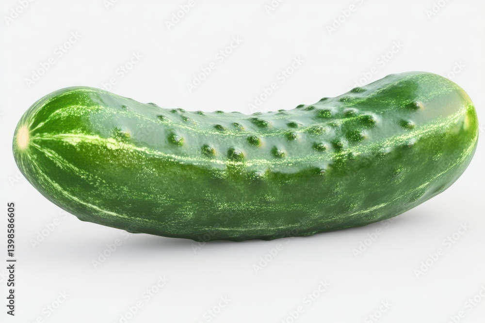 Close up view of a fresh green cucumber against a plain light background Close up view of a fresh green cucumber against a plain light background