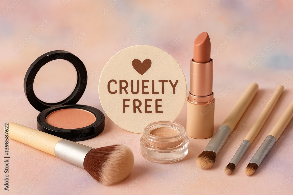 Makeup Products Arranged on a Soft Background Showcasing Cruelty-Free Beauty Options