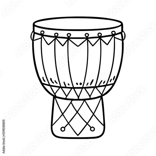 A handdrawn illustration of an African djembe drum musical instrument