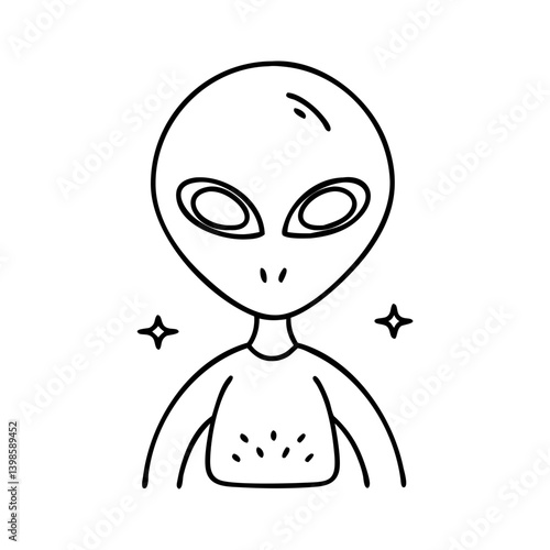 A Cute Cartoon Drawing of a Gray Alien from Outer Space
